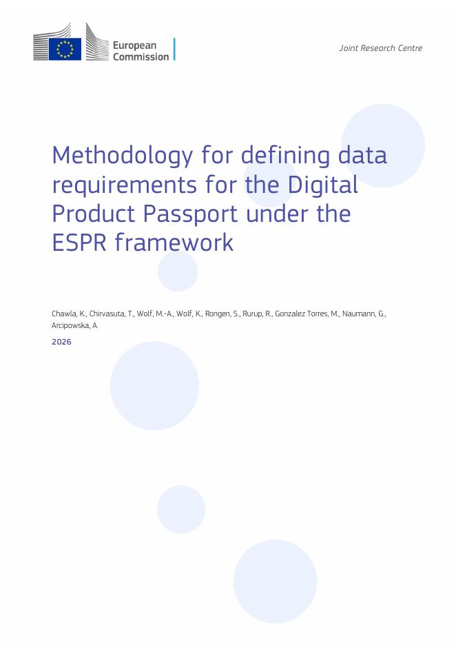 Cover of Methodology for defining data requirements for the Digital Product Passport under the ESPR framework