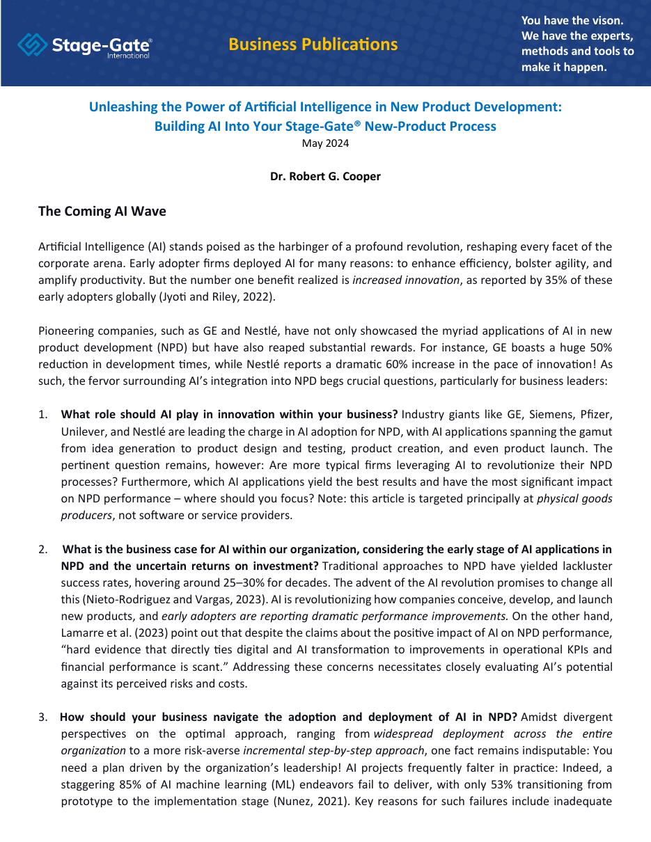 Cover of Unleashing the Power of Artificial Intelligence in New Product Development